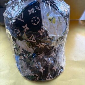 Black and Beige Patterned Cap